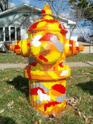 28 W. Monroe - Red, Yellow, and Orange Camouflage